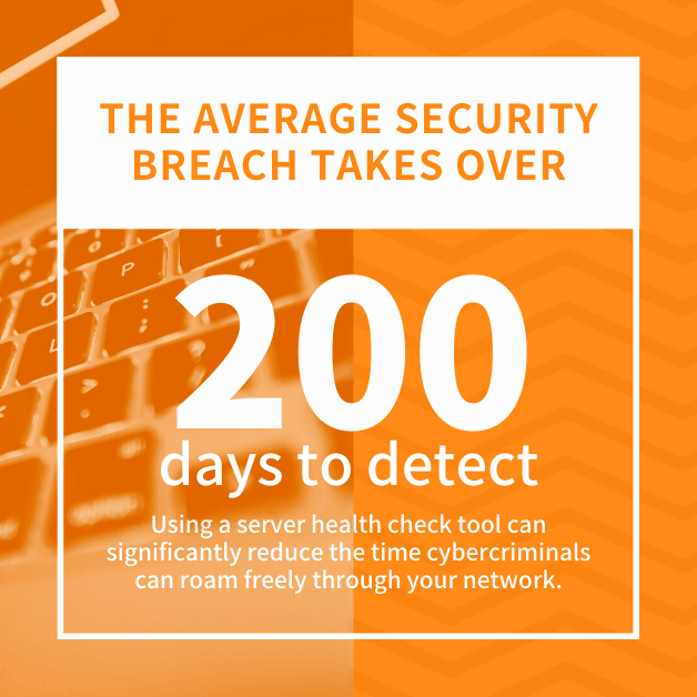 The average security breach takes over 200 days to detect - using a server health check tool can significantly reduce the time cybercriminals can roam freely through your network.
