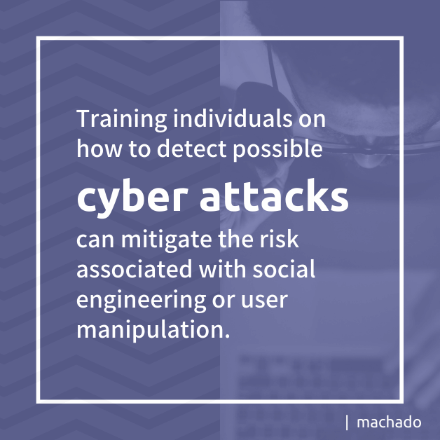 Training individuals on how to detect possible cyberattacks can mitigate the risk associated with social engineering or user manipulation.