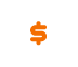 Orange dollar sign surrounded by a circular white arrow