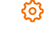 Two white gears and one orange gear