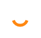White headset with an orange smile in the center resembling a face