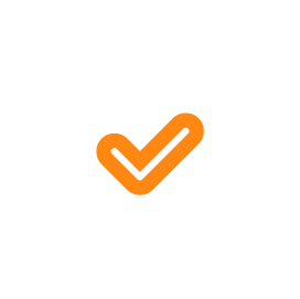 White shield with an orange checkmark