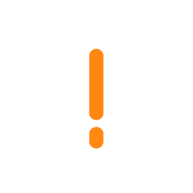 White triangle with an orange exclamation point in the center