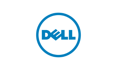 "Dell" in blue text with a blue circle around it