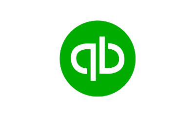 White lowercase q and b in a green circle for QuickBooks
