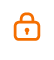 orange lock inside a white security shield
