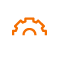 white computer with an orange gear icon